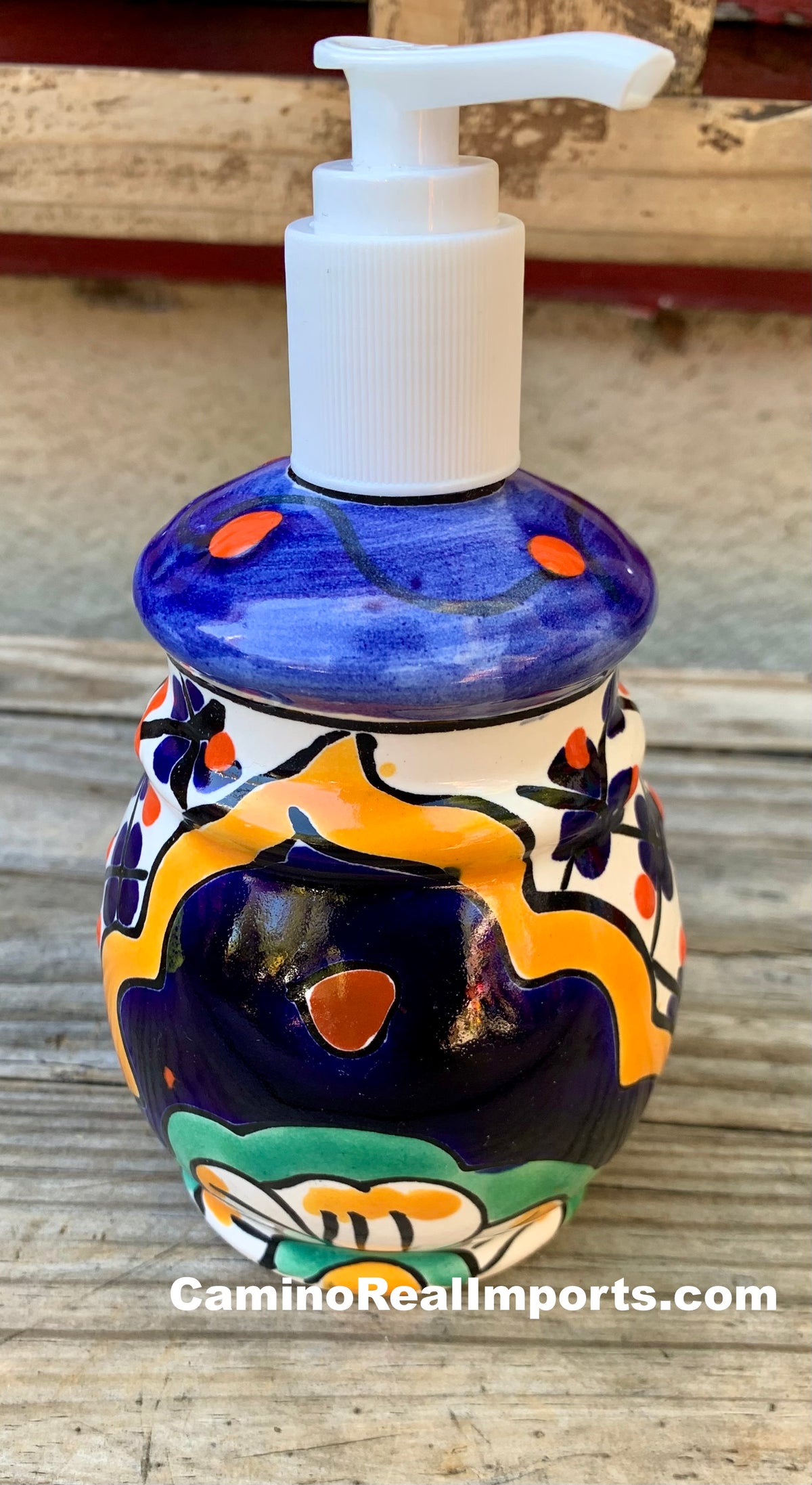 Mexican Talavera Lotion or Soap Dispenser TD042 – Camino Real Imports